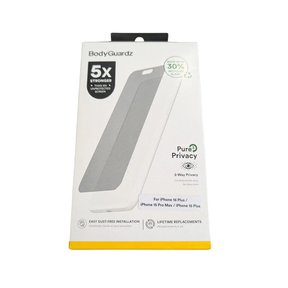 Mm2N BodyGuardz 2-way Privacy‎ Glass Screen Protector - Iphone 16+ / 15PM / 15+